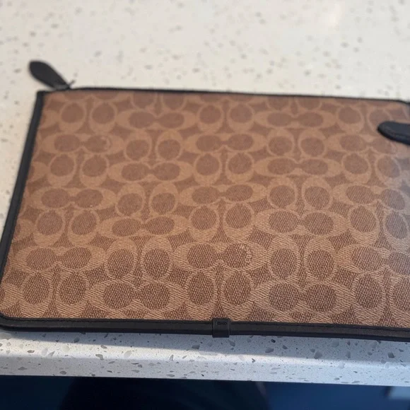 Coach Brown Laptop Bag with Monogram Pattern